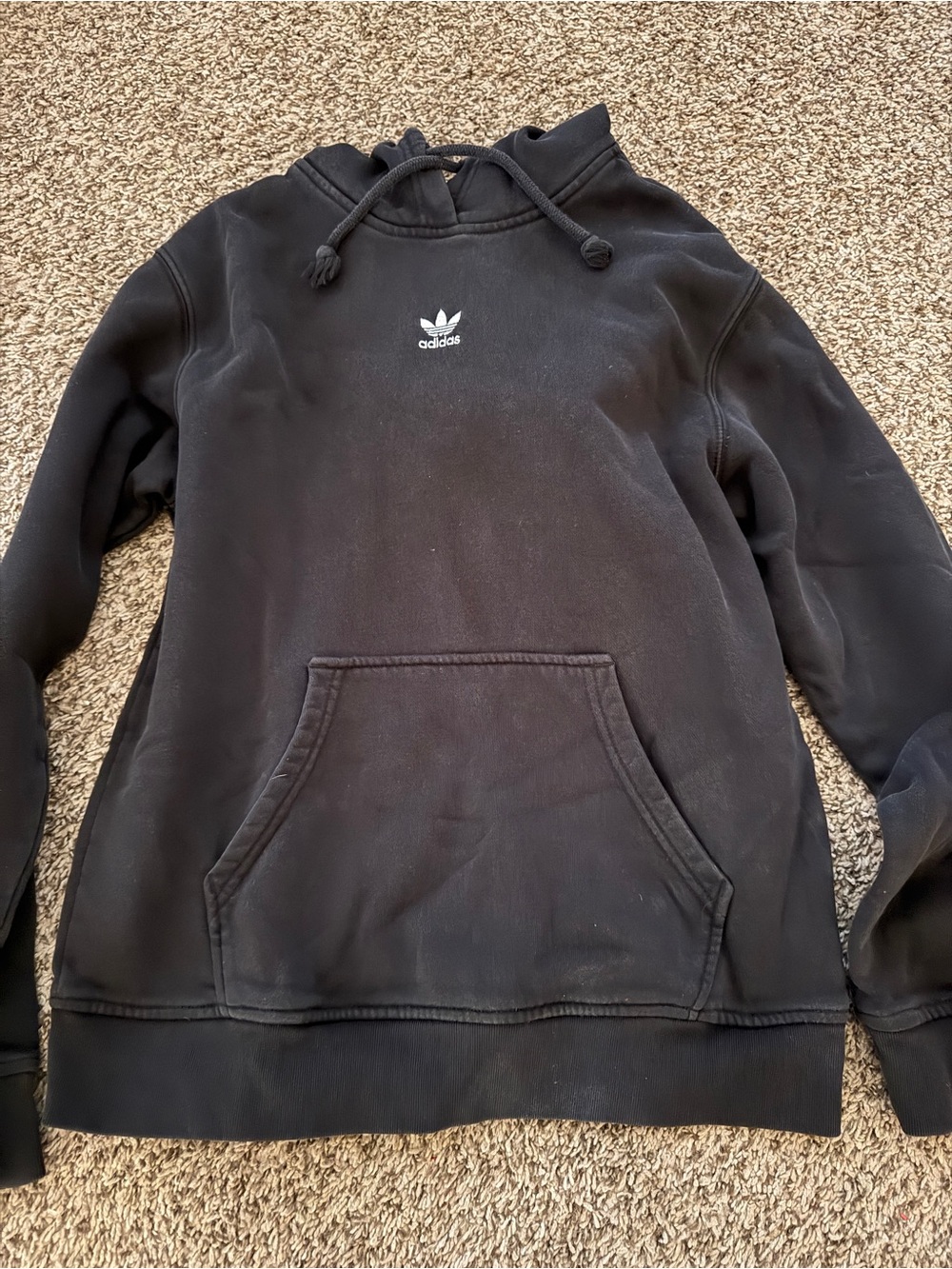 adidas Black Trefoil Pullover Hoodie with White Logo